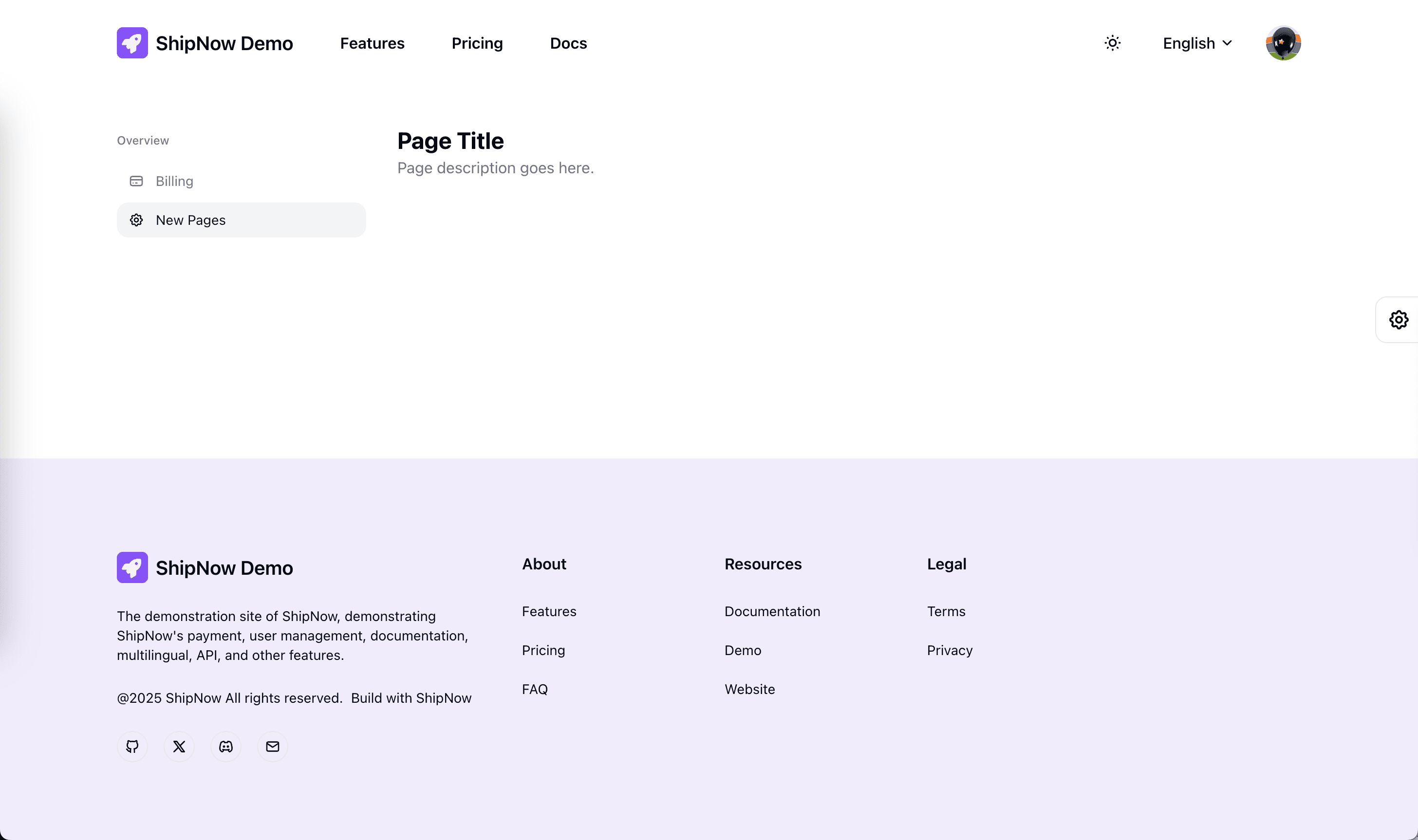 Dashboard new pages example