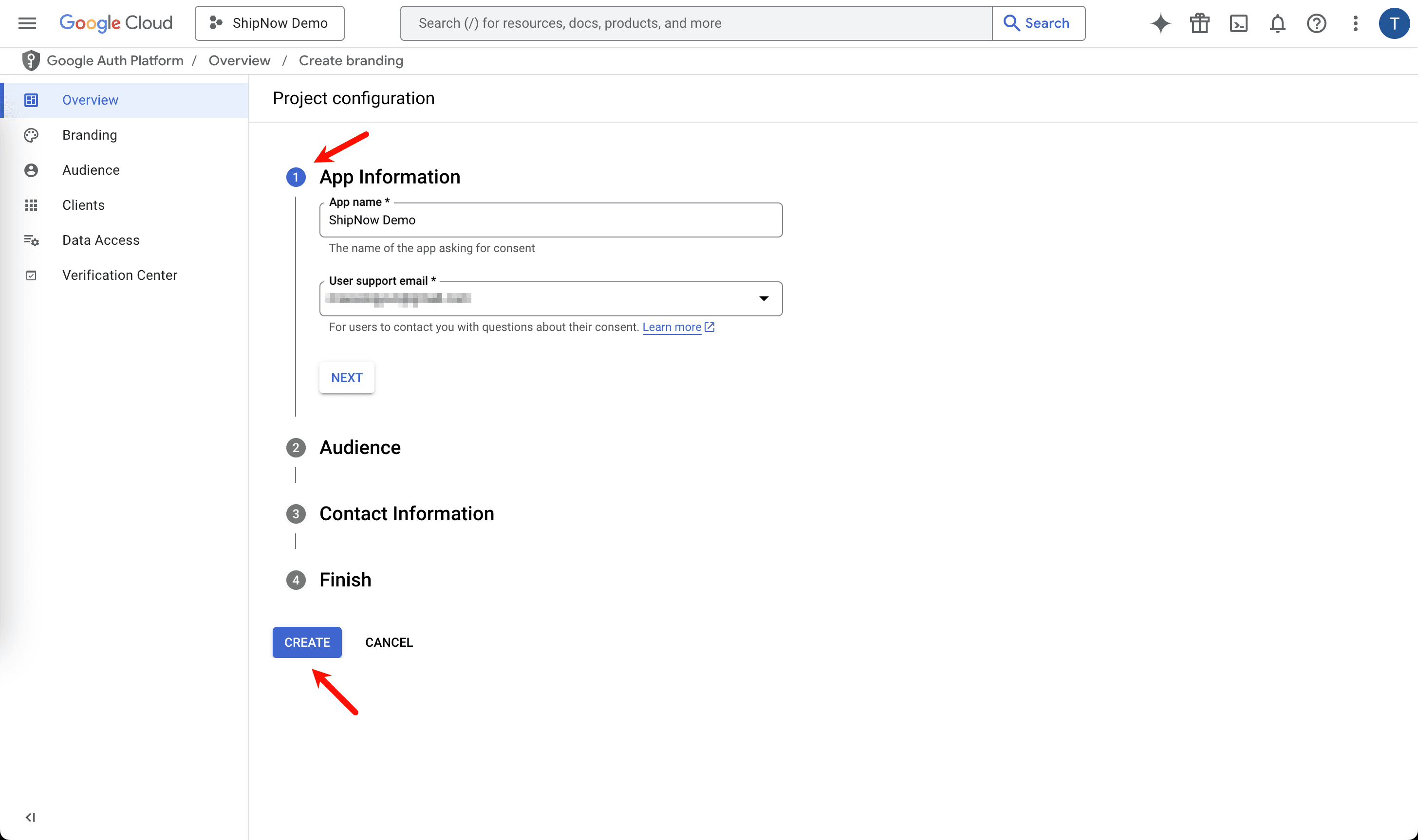 Configure OAuth consent screen