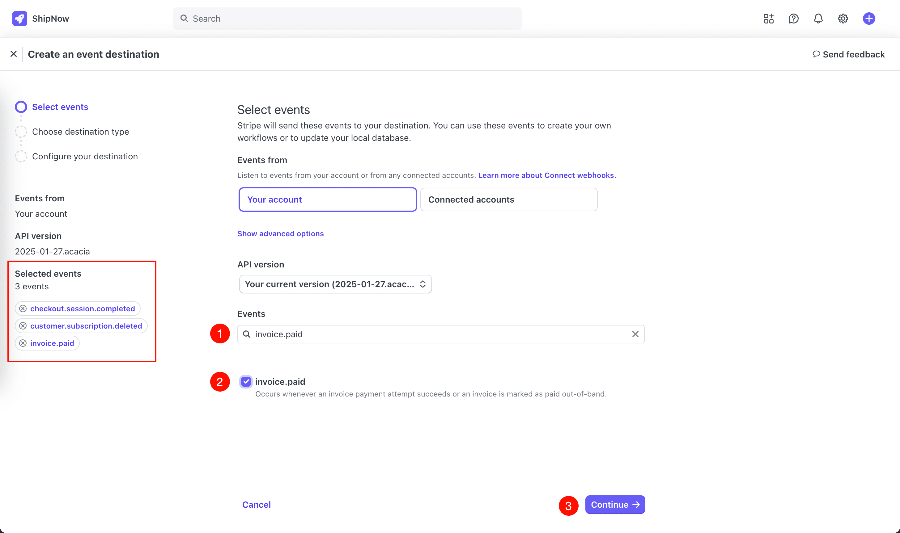 Create Stripe webhook